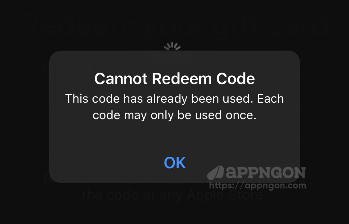 Cannot Redeem Code
