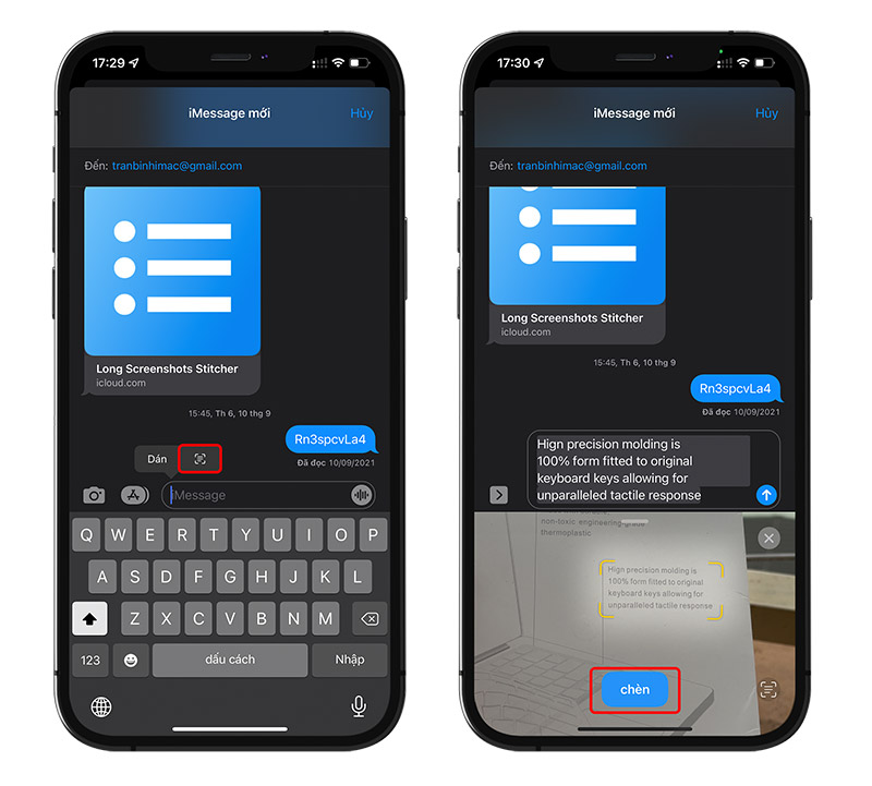 Cách sử dụng Live Text trong ứng dụng Tin nhắn