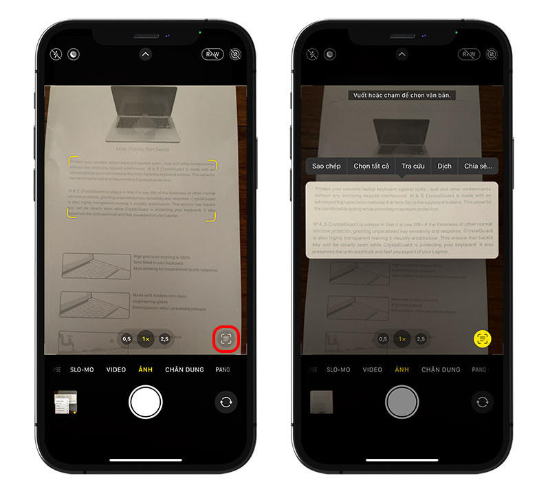 Cách sử dụng Live Text với ứng dụng Camera