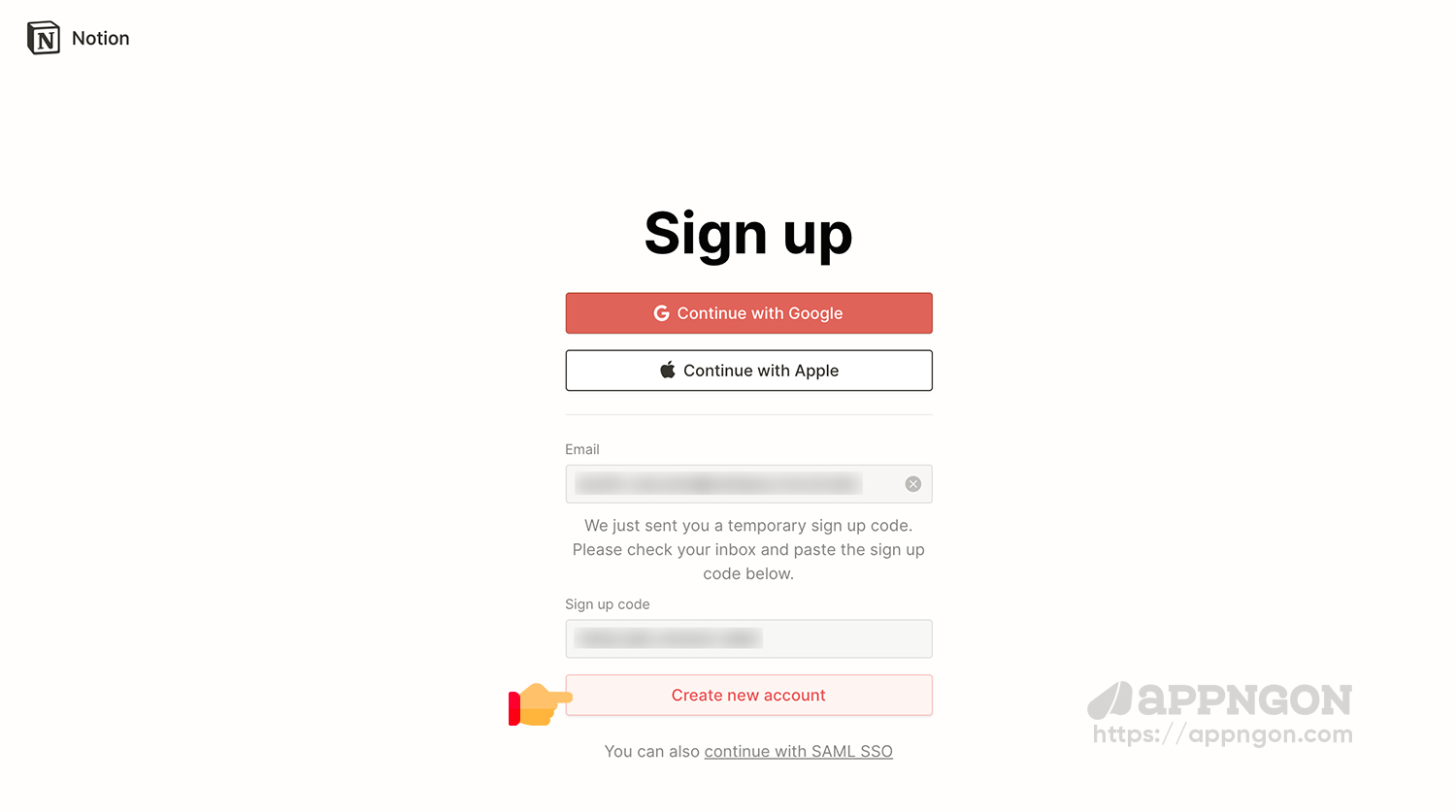 Create new account