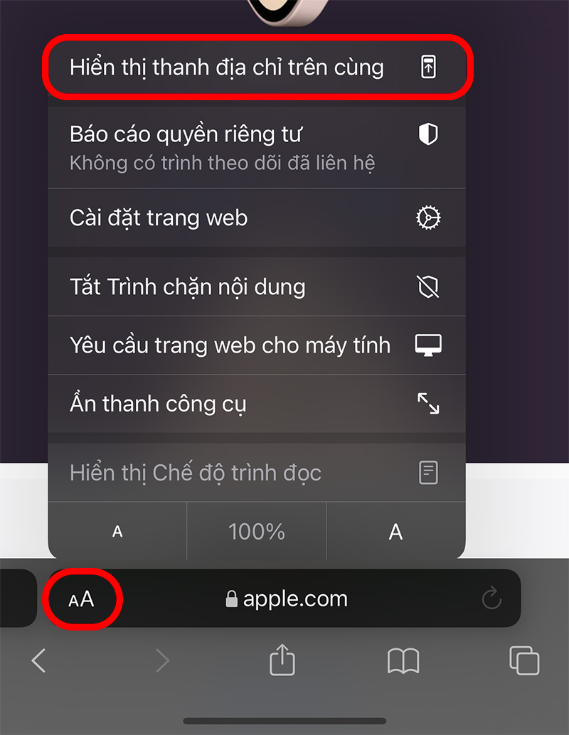 Chọn Hiển thị thanh địa chỉ trên cùng