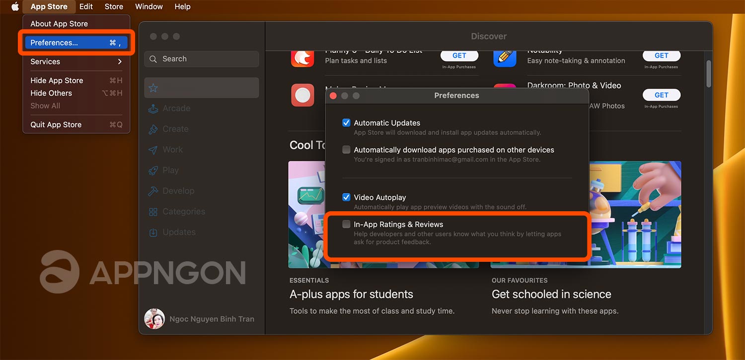 Cách tắt yêu cầu đánh giá ứng dụng trên App Store cho Mac