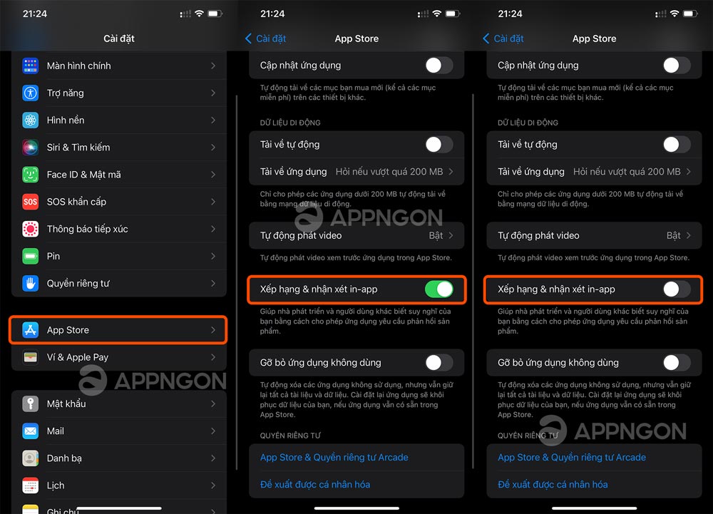 Cách tắt yêu cầu đánh giá ứng dụng trên App Store cho iPhone